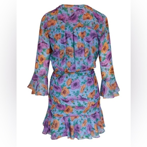 Veronica Beard Sean Floral Ruffle Silk Dress Size 4 - Picture 3 of 8